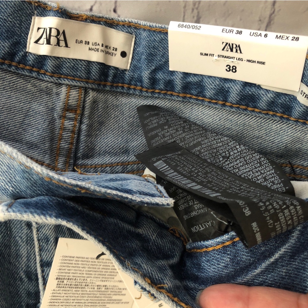 NEW Straight ZARA High Rise Light Wash Denim Women's Sz 6 Coastal Cowgirl Jeans - Picture 9 of 16